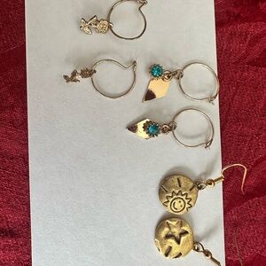 Gold and Turquoise Earrings Set